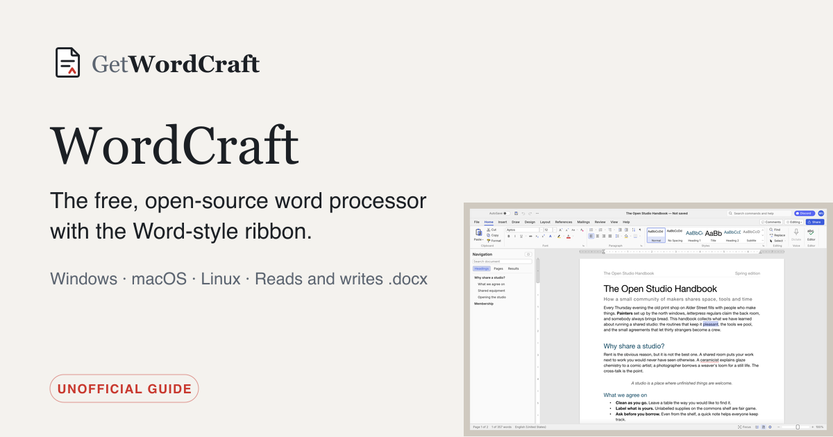 Download WordCraft for Windows, macOS and Linux · GetWordCraft
